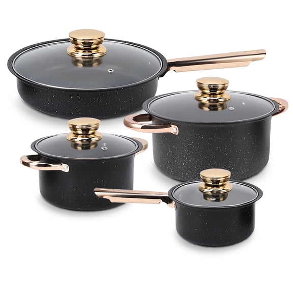 8 Piece Nonstick Pots and Pans Set, Kitchen Cookware Set, Kitchen Pots and Pans Set with Glass Lid for Cooking