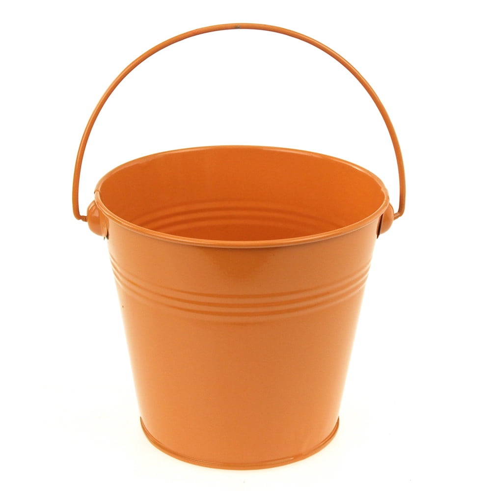 Metal Pail Buckets Party Favor, 5inch, Orange