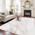 thumbnail image 3 of Area Rug for Living Room, White Golden Marble Non-Slip Indoor Large Carpet for Bedroom/Dining Room, Modern Abstract Art Elegant Washable Low-Profile Rectangle Floor Runner Rugs - 6 x 9 Ft, 3 of 7