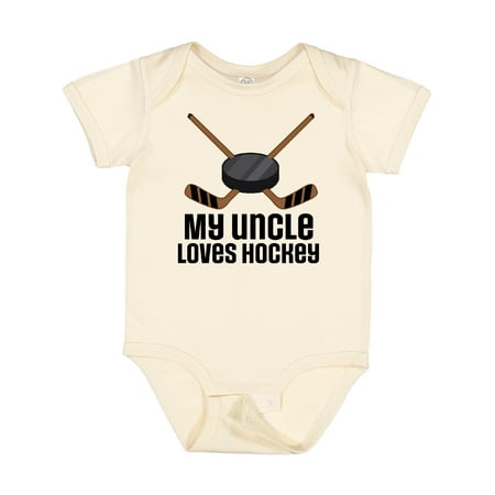 

Inktastic My Uncle Loves Hockey Gift Baby Boy or Baby Girl Bodysuit