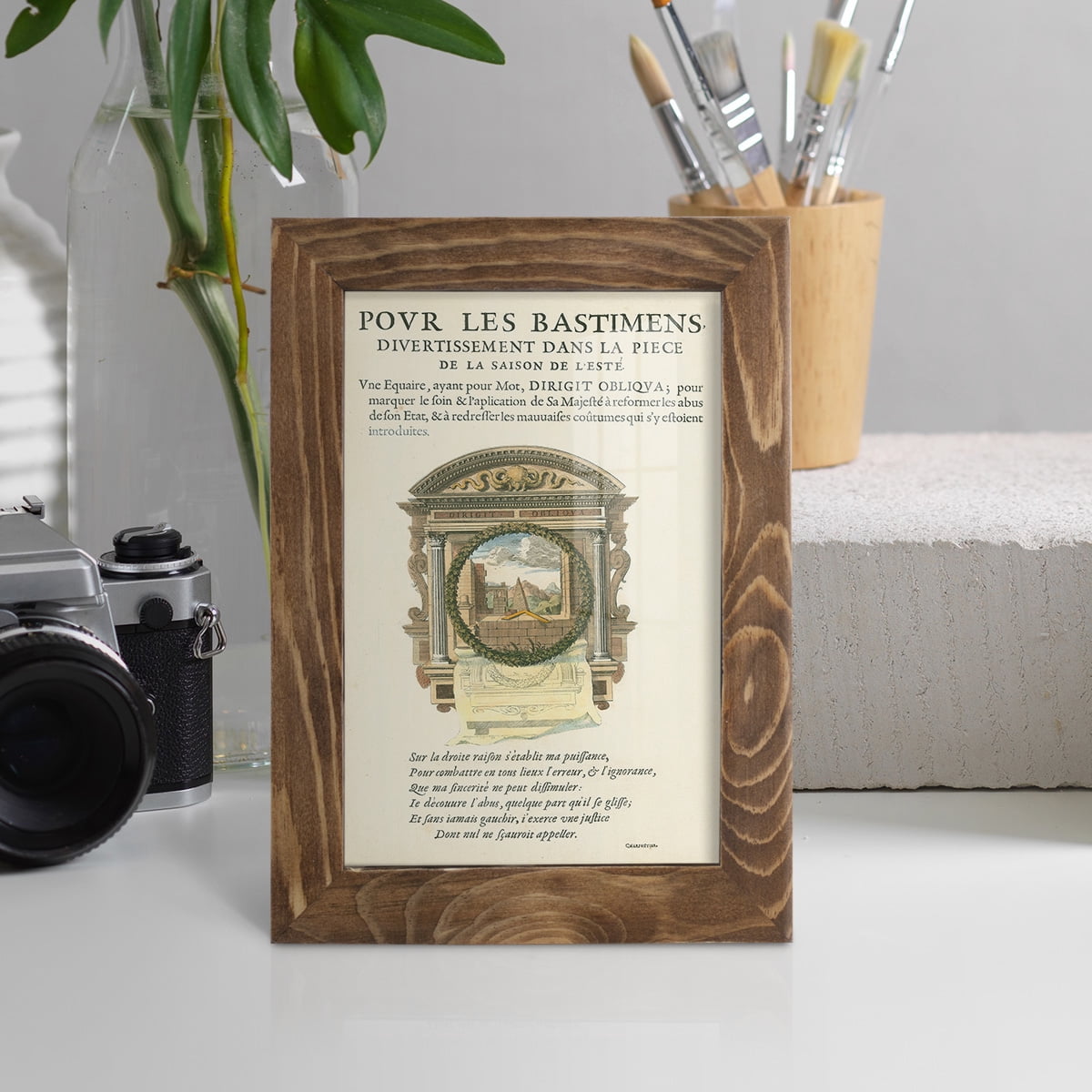 Printed Embellished Bookplate I - Framed Print w/glass - Walnut