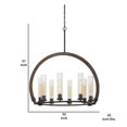thumbnail image 5 of 8 Bulb Chandelier with Arched Wooden and Metal Frame, Brown and Bronze- Saltoro Sherpi, 5 of 5