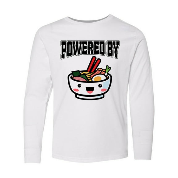 Inktastic Powered by Ramen Cute Noodles Long Sleeve Youth T-Shirt