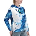 thumbnail image 6 of Fotbe Blue White Fluid Art Pattern Womens Long Sleeve Hoodie, Pullover Hooded Sweatshirt, Kangaroo Pocket Hoodie with Eye-catching Drawstrings-X-Large, 6 of 7