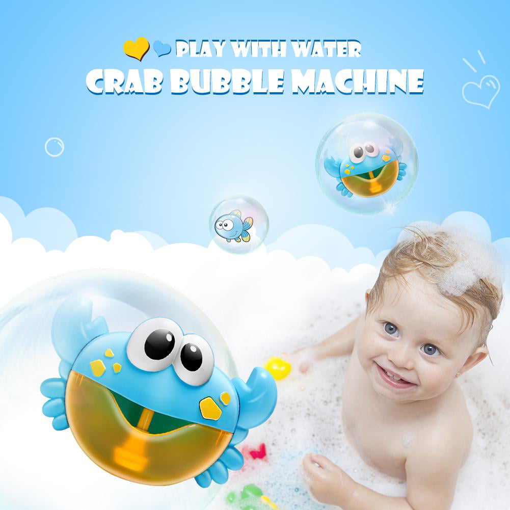 Plastic Cartoon Crab Bubble Machine Music Bubble Maker Baby Kids Bath Shower Toy 