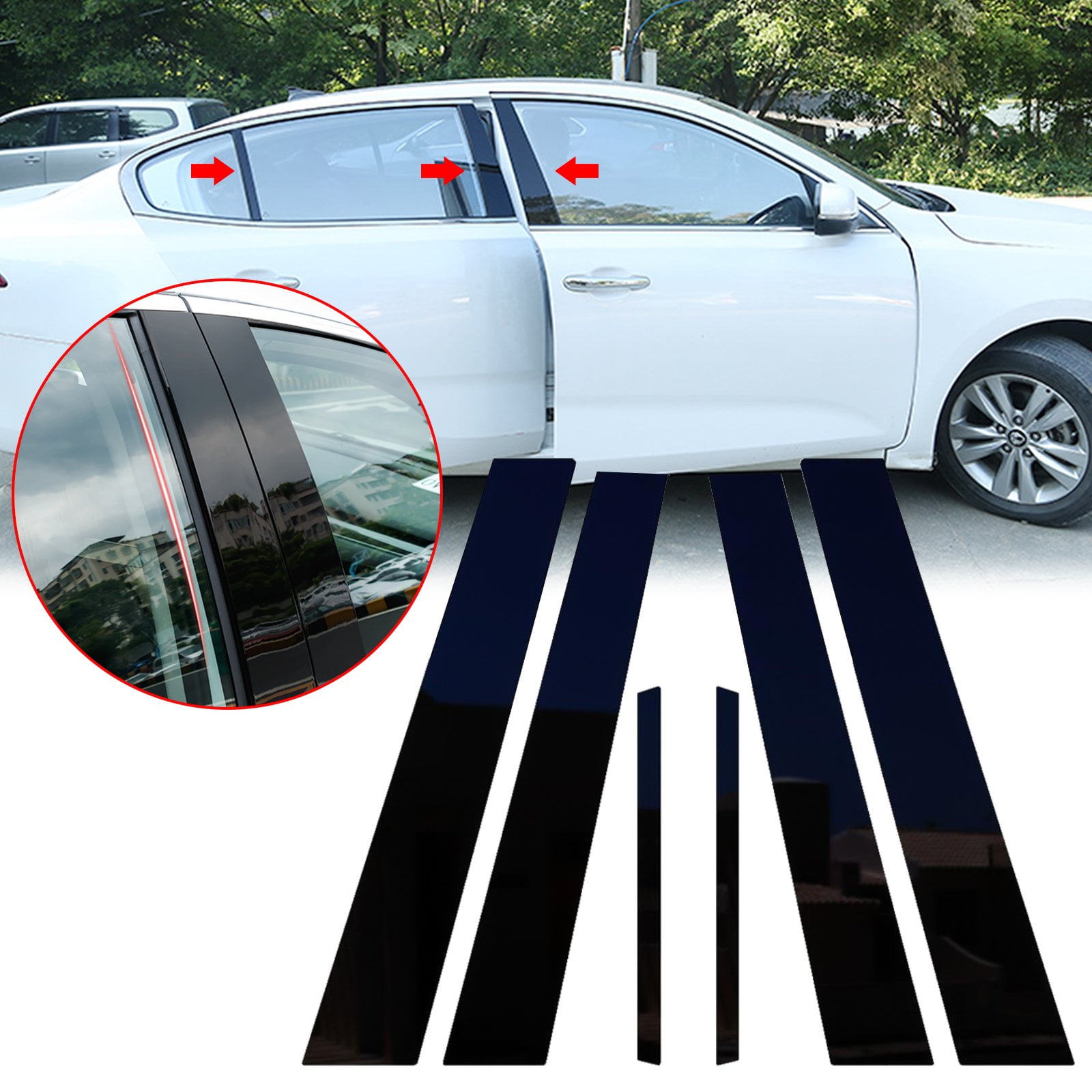 Xotic Tech 6pcs Glossy Black Car Pillar Post Cover Trim Door Window Molding Cover for Honda
