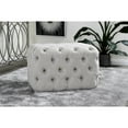 thumbnail image 3 of DecMode 28" x 19" Beige Linen Fabric Tufted Ottoman, 1-Piece, 3 of 8