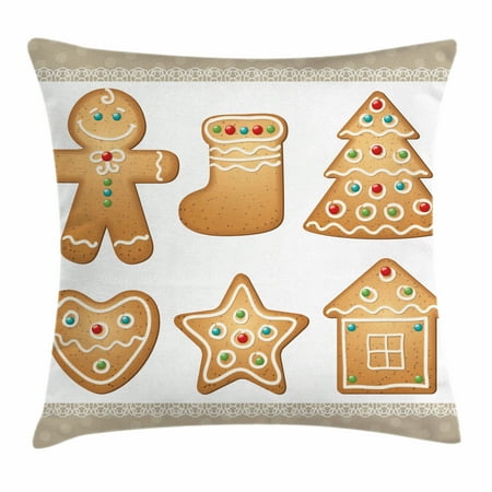 Gingerbread Man Throw Pillow Cushion Cover Cute Pastry Design