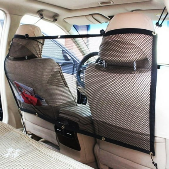 SPRING PARK Durable Car Universal Back Seat Dog Pet Barrier Mesh Safety Net Guard with Belt