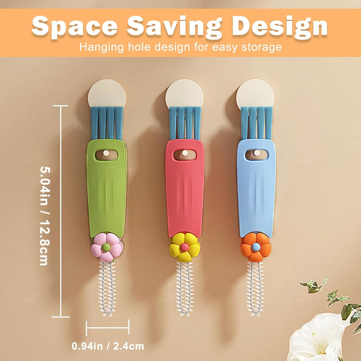 3 in 1 Cup Lid Cleaning Brush Set, 3 Pieces Multifunctional Bottle Cleaning Brush, Bottle Cleaner Brush for Coffee Cups Lid Gap, Portable Cup Lid Cleaning Tools Cleaner Brush