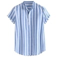 thumbnail image 1 of Camisas Para Hombre Slim Fit Manga de algodón rayada Casual Manga Loose Mens Short Shirt Lind Buttons Men's blusa de Men (Blue, XL), 1 of 7