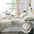 thumbnail image 3 of Simple&Opulence 100% Washed Linen Duvet Cover with Pom Pom Trim,Queen Size,Soft and Breathable European Linen Bedding Set,1 Farmhouse Boho Comforter Cover and 2 Pillow Shams(Natural Linen), 3 of 8