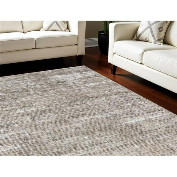 HomeRoots 551383 9 x 12 ft. Brown & Ivory Abstract Non Skid Rectangle Area Rug