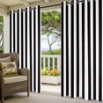thumbnail image 3 of Simple Black White Stripes Outdoor Curtains for Patio Waterproof, Windproof Privacy Curtains with Weighted Bottom, Modern Stripes Outside Drapes for Picnic Garage Backyard Cabana 54"x95" 2 Panel, 3 of 8