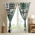 thumbnail image 4 of Western Window Treatments 38"Wx54"L Country Cowboy Curtains Boho Bull Horse Curtains & Drapes For Bedroom,Rustic Farmhouse Buffalo Plaid Window Curtains 2 Panels Black Green, 4 of 6