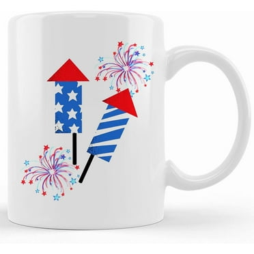 Patriotic Coffee 11oz Fireworks Mug Great Gift Idea For Veterans Day 4th Of July Memorial Day, Ceramic Novelty Coffee Mug, Tea Cup, Gift Present For Birthday, Christmas Thanksgiving Fest