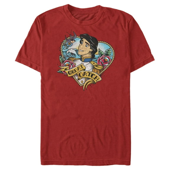 Men's The Little Mermaid Prince Eric Great Catch Tattoo  Graphic T-Shirt