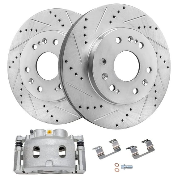 Detroit Axle - Front Drilled Rotors Left Brake Caliper for 05-08 Chevrolet Silverado GMC Sierra 07-08 Suburban 1500 Tahoe Avalanche Yukon XL Cadillac Escalade: 12.99" Rotor