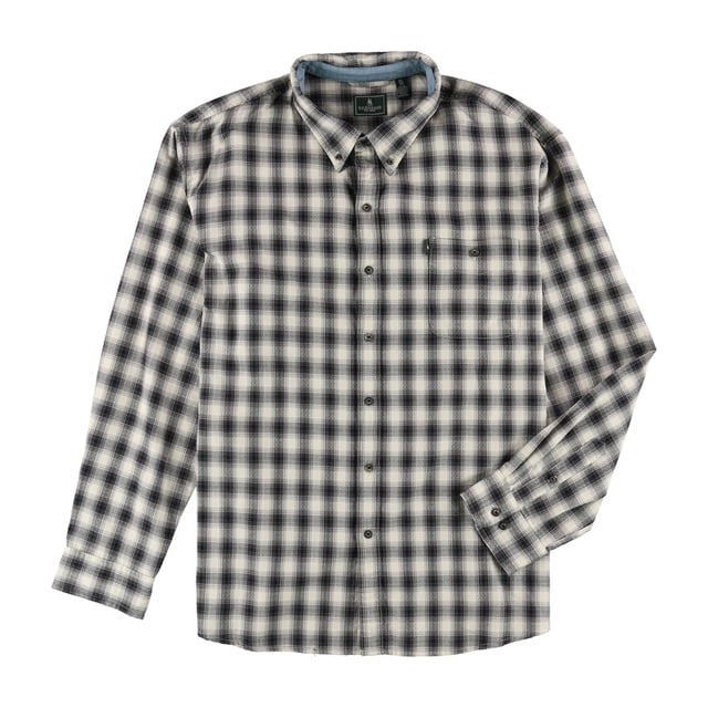 G.H. Bass & Co. Mens Plaid Button Up Shirt, Beige, Small