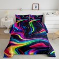 thumbnail image 2 of Erosebridal Ombre Stripes Comforter Sets Queen Size,Gradient Lines Bedding Queen Comforter Set,Abstract Bedroom Decor,Reversible,3Pcs, 2 of 8