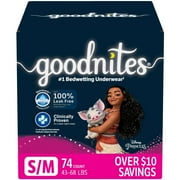 Goodnites Nighttime Bedwetting Underwear for Girls, Small (38-65 lbs.), 74 Count