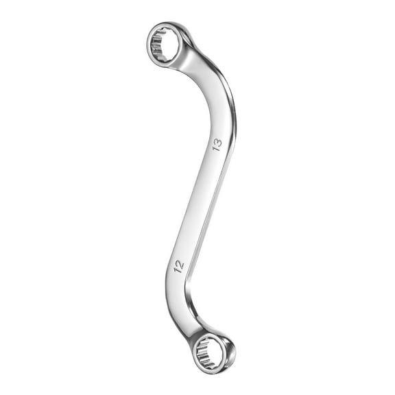 Uxcell 12mm x 13mm Metric 12-Point S-Style Box Wrench Double End S-Shaped Wrench Chrome Plated 45# Steel S Box Wrenches for Home Auto Bike Repair Machine Maintenance