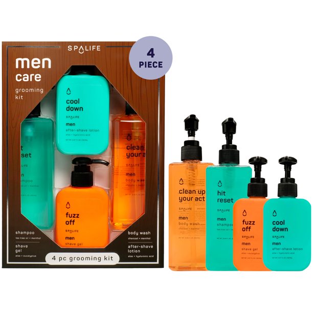 Set de 4 piezas para cuidado de la piel y el cabello SpaLife Men con regalo para hombres