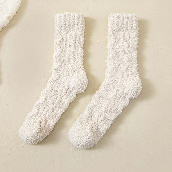 Viluyesy Womens Fuzzy Socks, Soft Comfy Cozy Fluffy Thicken Warm Winter Crew Socks Beige