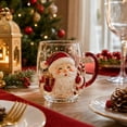 thumbnail image 6 of Christmas Themed Glass Mug with Handle, Christmas Motif Glass Coffee Cup, Santa Reindeer Christmas Tree Snowman Embossed Holiday Drinking Glass, Thickened Clear Glass Festive Winter Beverage Mug, 6 of 8