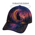 thumbnail image 3 of 3D Halloween Embroidered Baseball Cap,Black Cat Crescent Moon Bat Design Adjustable Sun Hat for Unisex,for Fall Halloween Holiday Party Outdoor Daily Wear, 3 of 4