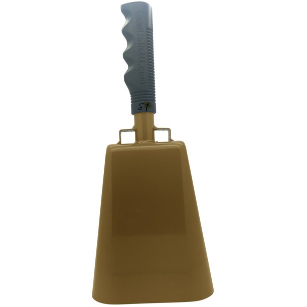 11.2 inch Gold Bell Black Handle Cowbell with Stick Grip Handle Used