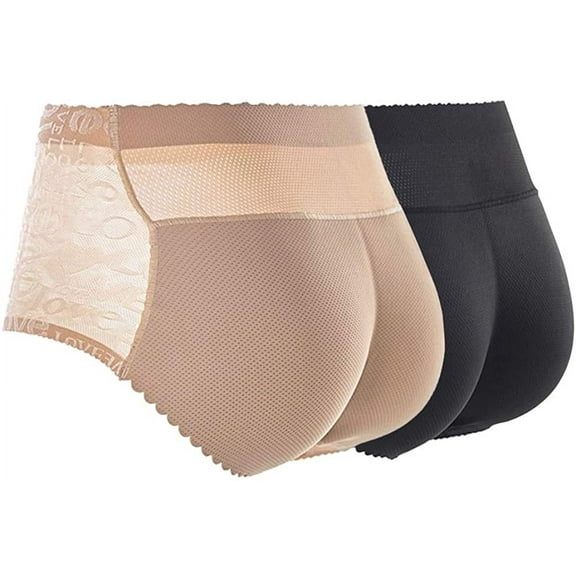 STONCEL 2 Pack Hip Enhancer Butt Lifted Underwear Seamless Fake Padded Briefs Shapewear Pantie Body Shorts for Women Ladies