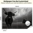 thumbnail image 3 of Peel and Stick Wallpaper Canvas Black White Texas Freedom Highland Cow Wild Animal Cattle Longhorn Modern Art Wall Mural Decor Self Adhesive and Removable 100in x 144in, 3 of 7