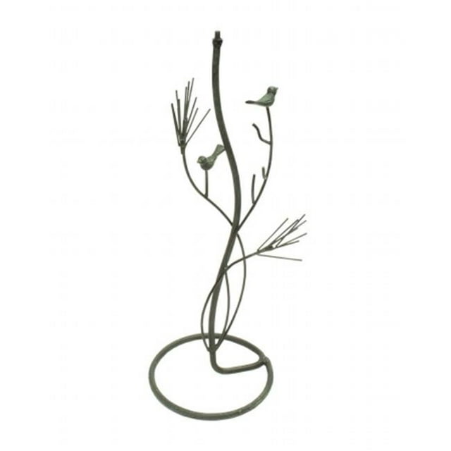 Rome B92 Bird in Pines Pedestal Base, Wrought Iron With Verdigris Finish