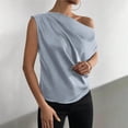 thumbnail image 3 of Women's Tanks Silk Satin Sleeveless U Neck Top with Lightweight Dressy Blouse Feel Casual Summer Sleeveless Shirt for Women Light Blue L, 3 of 5