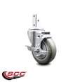 thumbnail image 2 of 4 Inch Gray Polyurethane Wheel Swivel 3/4 Inch Square Stem Caster with Brake, 2 of 2