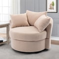 thumbnail image 3 of Modern Swivel Accent Chair Barrel Chair for Hotel Living Room Modern Leisure Chair, Upholstered Seat Multifunctional Recliner, Camel, 3 of 7