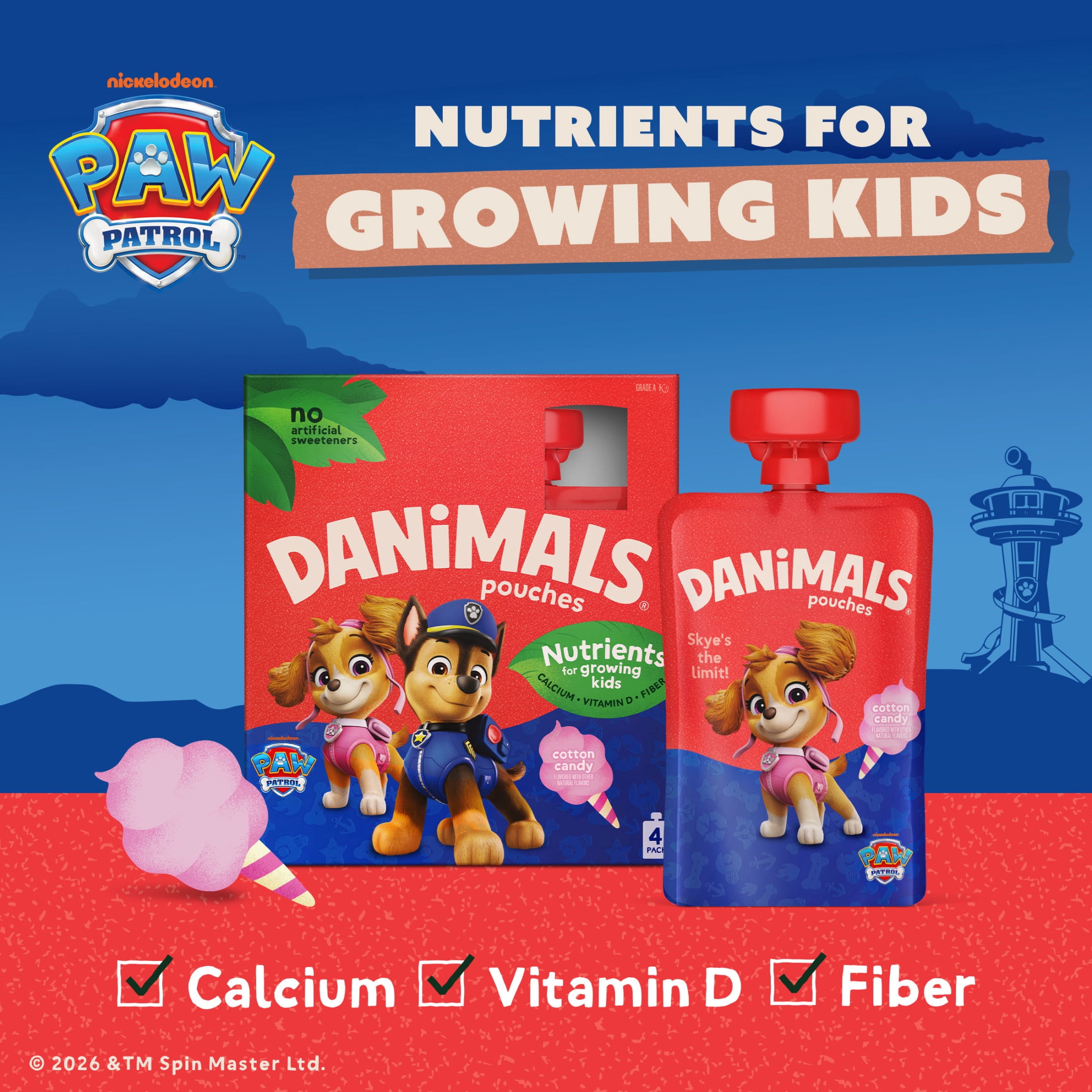 Danimals Pouches Cotton Candy Squeezable Low Fat Yogurt Pouches​, 3.5 oz, 4 Count