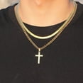 thumbnail image 3 of Cross Necklace for Men Stainless Steel Layered Cuban Link Herringbone Chain Cross Pendant Religious Fashion Jewelry Gifts 16-24 Inches, 3 of 5