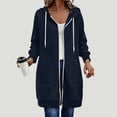 thumbnail image 2 of RQYYD Womens Long Hoodie Zip Up Long Sleeve Drawstring Hooded Sweatshirt Jacket Knee Length Coat With Pockets, 2 of 7