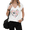 1-White, variant on Women's Find Joy Graphic V-Neck Short Sleeve T-Shirt White Dandelion Butterfly Aesthetic Top
