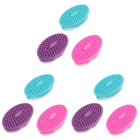 9pcs Sided Scrubber Women Comfortable Gentle Back Massage Wet Sponge Body Kids Bath Silicone in Massager Cleaning Loofah Brushes Shower Loofa Rubber Cap Cradle% Baby Infant
