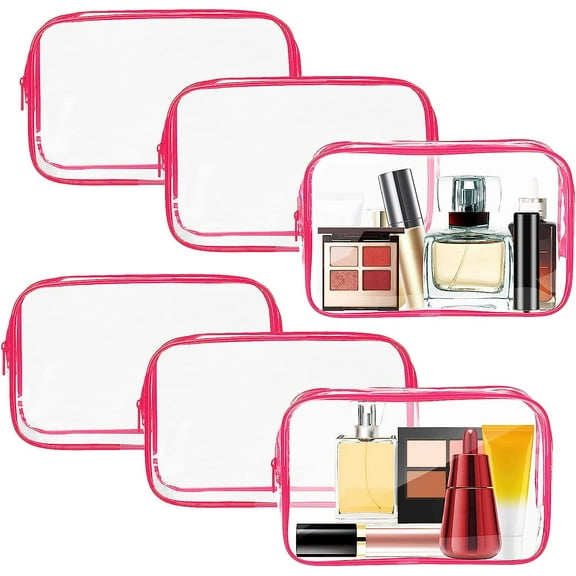Clear Toiletry Bag, 6-Pack Portable Travel Makeup Bags, TSA Approved Cosmetic Pouch for Travel, Bathroom