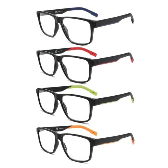 MODFANS Men Blue Light Blocking Reading Glasses with Spring Hinge, 0.5, 4 Pair
