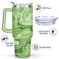 thumbnail image 3 of Green Marble Gradient 40 Oz Tumbler with Handle Lid and Straw, Stainless Steel Double Walled Vacuum Insulated Cup, Cute Anniversary Wedding Birthday Gifts Tumbler for Women Men Friends Outdoor Indoor, 3 of 7