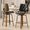 Black, variant on Genpo Swivel Bar Stools Set of 4, 26" Kitchen Counter Height Stools with Back Wooden Legs and Footrest, Black Leather Barstools for Kitchen Island