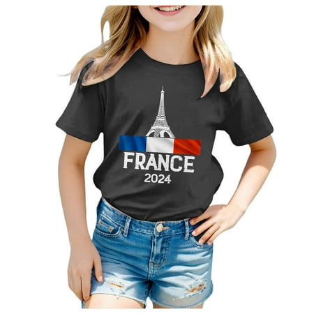 

MQLKF Girls Short Sleeve Tee Summer Crewneck T Shirt Casual Fit Basic Shirts Beautiful Comfortable Girls T Shirts