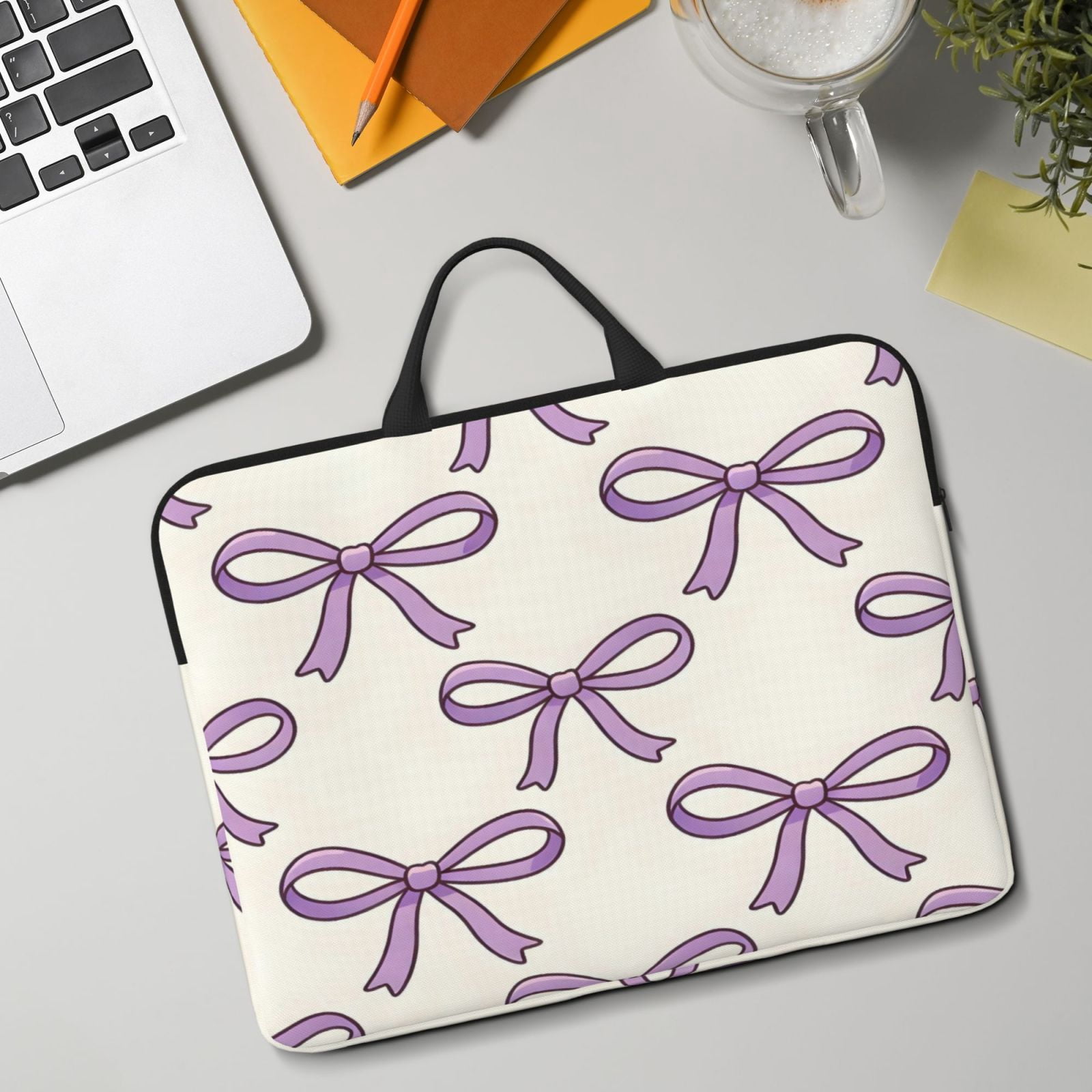 Laptop Sleeve Bag For Women Men 14inch Waterproof Durable Protective Computer Carrying Cover Handle Laptop Case Bag Purple Bows