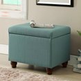 thumbnail image 2 of Fabric Upholstered Wooden Storage Bench with Bun Feet, Medium, Aqua Blue and Brown- Saltoro Sherpi, 2 of 4