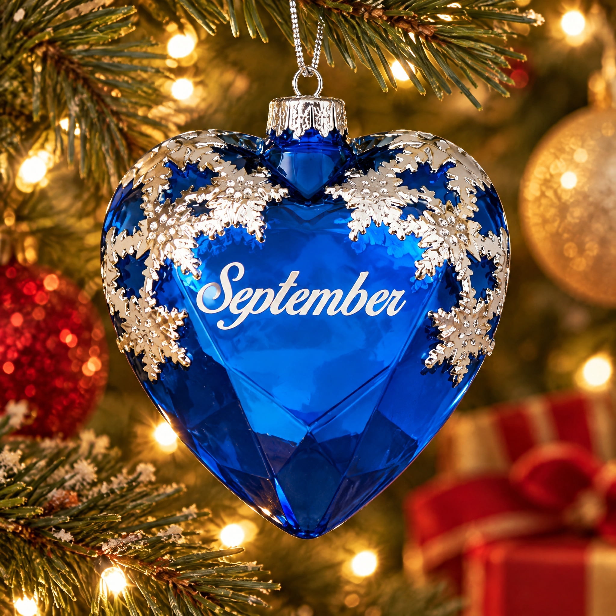 Dark Blue and Silver September Birthstone Christmas Ornament, 4.3", by Holiday Time